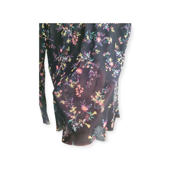 AFRM Black Semi-Sheer Floral Mesh Top Medium - Picture 4 of 10